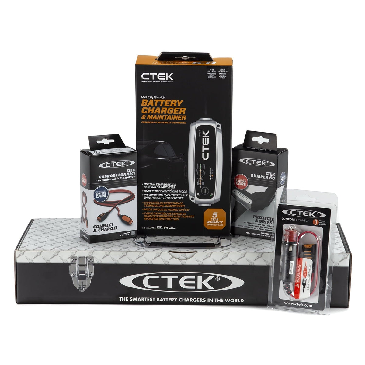 CTEK MXS 5.0 12Volt Battery Charger Vehicle Storage Bundle, Model 40-206