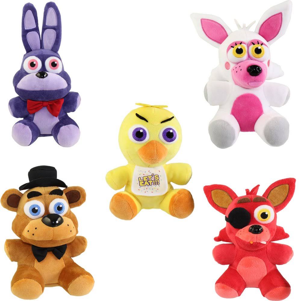 Set of 5 Funko Five Nights at Freddys Collectible Plush Characters: Mangle, Chica, Bonnie, Foxy and Freddy