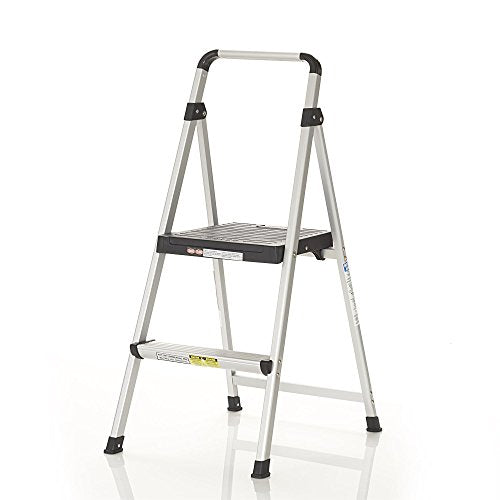 COSCO 2-Step Folding Step Stool in Aluminum and Black, Lite Solutions Portable Design