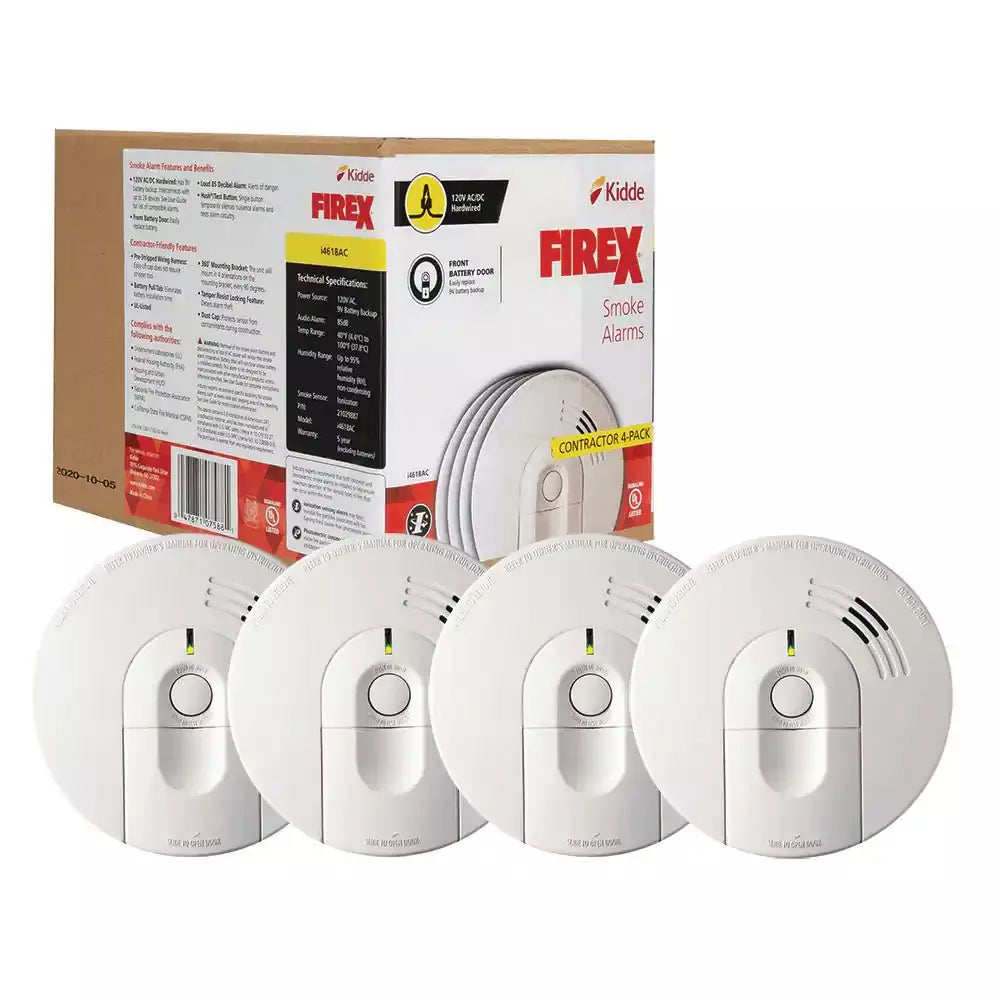 2025 Firex 4-Pack Hardwired Smoke Detectors with Ionization Sensors