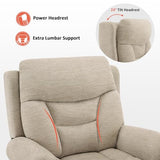 MCombo 7888 Triple-Motor Power Lift Recliner for Seniors, Fabric Chair with Massage, Lumbar and Seat Heating, Adjustable Headrest and Rolled Arms, Coffee, Medium