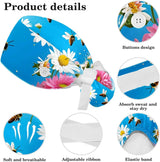 Peach Blossom Spring Butterfly Cycling and Surgical Scrub Hat with Button-Compatible Design and Cotton Sweatband