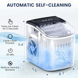 Portable Countertop Bullet Ice Maker with Handle, Basket & Scoop, Self-Cleaning 26 Lbs/24H Machine Ready in 6 Minutes, 9 Bullet Ice Cubes for Home, Kitchen, Camping & RV