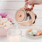 Pinky Up 24 Oz Rose Gold Wrapped Glass Teapot with Loose-Leaf Tea Infuser Strainer