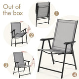 Yaheetech Set of 4 Outdoor Folding Dining Chairs with Armrests, Metal Frame & Backrest for Lawn, Garden, Yard or Poolside, Black