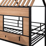 Harper & Bright Designs Twin Low Loft House Bed with Roof, Window, Guardrail and Ladder, Metal Kids Frame for Girls and Boys, White
