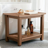 HDPS Waterproof Shower Bench with Adjustable Feet, Non-Slip Poly Lumber Bathroom Seat & Footrest for Shaving Legs, Brown