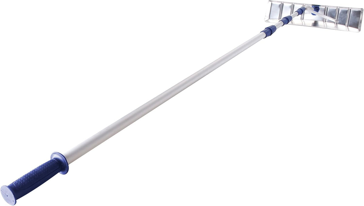 Snow Joe RJ204M 21-Foot Twist-n-Lock Telescoping Roof Rake with 6 by 25 Poly Blade, Blue