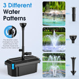 Outdoor Pond Waterfall and Filtration System with Pump Kit, 9.8FT Corrugated Tubing, Koi Pond Spillway Box for Clear Water Features