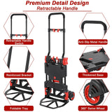 LAZY BUDDY 2-in-1 Folding Hand Truck with Collapsible 22-Folding-Basket Platform, Red, 330LBS