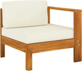 6-Piece Acacia Wood Patio Lounge Set with Cream White Cushions, Outdoor Conversation and Dining Tables with White Side Table