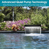 Outdoor Pond Waterfall and Filtration System with Pump Kit, 9.8FT Corrugated Tubing, Koi Pond Spillway Box for Clear Water Features