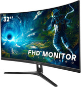 CRUA 32-Inch Curved Ultrawide Gaming Monitor with 165Hz FHD 1080P Display, 1ms GTG, 1800R Design, FreeSync and Low Motion Blur