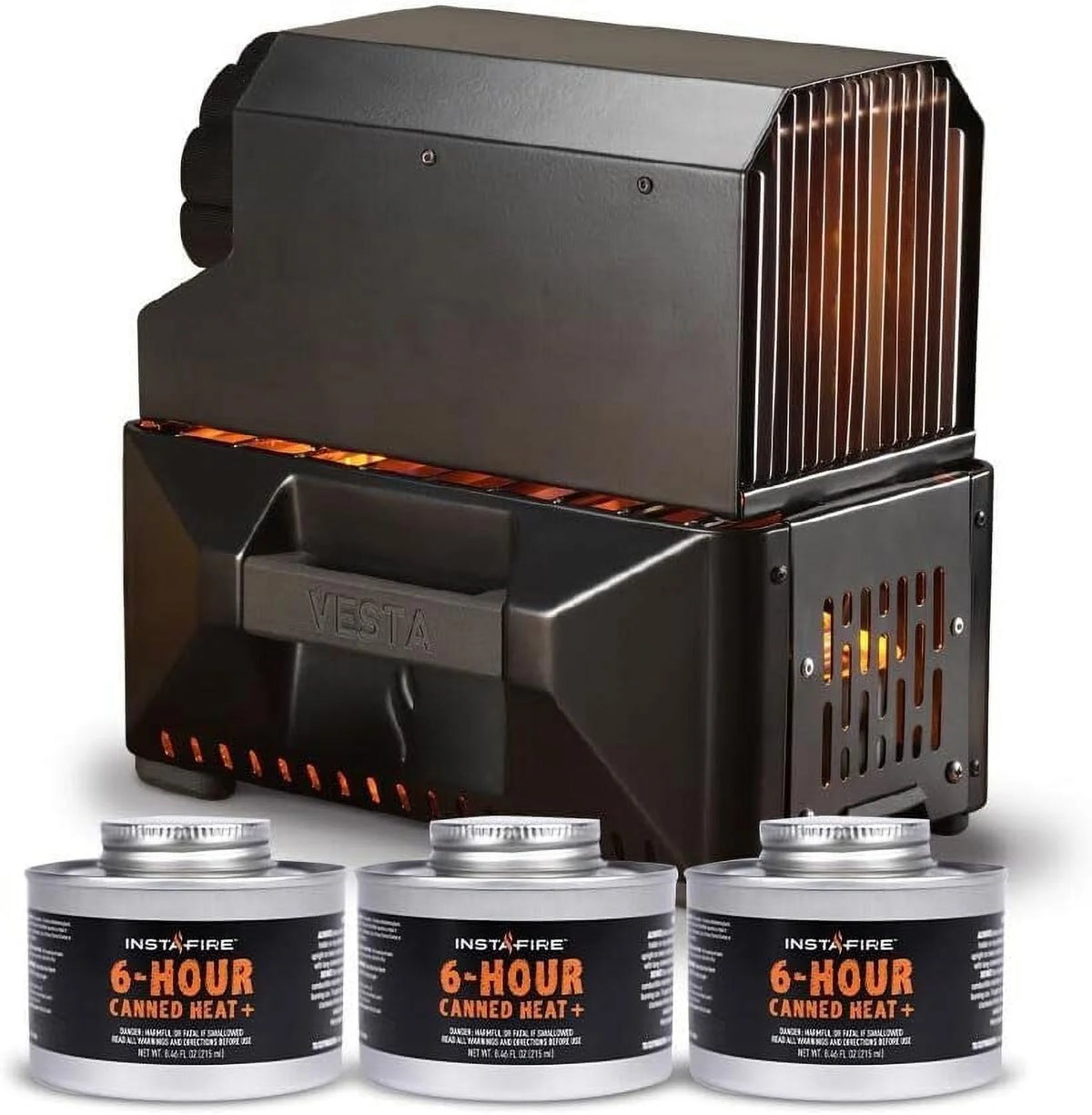 InstaFire Vesta Portable Stove Heater for Indoor and Outdoor Use, Self-Powered Off-Grid Heating for Camping