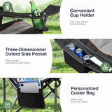 Oversized Heavy-Duty Folding Camp Chair with 450 LBS Support, Cup Holder and Cooler Bag, Portable Outdoor Seating, Green