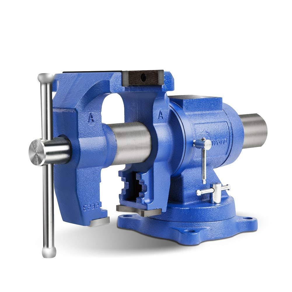 Forward DT08125A 5-Inch Heavy-Duty Bench Vise with 360-Degree Swivel Base, Swivel Head and Anvil (5×22)