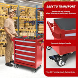 Rolling Metal Tool Chest with 5 Lockable Drawers, Mobile Garage Storage Cabinet on Wheels for Workshop, Warehouse or Repair Shop