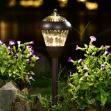 Solpex 4-Pack High-Lumen Solar Pathway Lights with 2 Bright LEDs, IP65 Waterproof Metal Housing and Auto On/Off