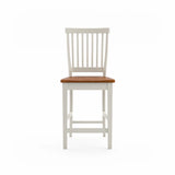 Homestyles Americana Traditional Wood Counter Stool with Antique White Finish and Oak Accents