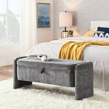 mikibama Teddy Storage Bench, 38.9-Inch Faux-Fur Sherpa Ottoman with Golden Metal Legs for Bedroom, Entryway or Window Seating