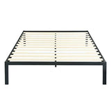PrimaSleep Full-Size 18-Inch Heavy-Duty Steel Slat Bed Frame in Black with Anti-Slip Support, No-Noise Construction, Easy Assembly, and No Box Spring Required