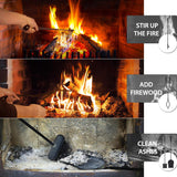 32-Inch Wrought Iron Fireplace Tool Set with Stand, Fire Poker, Shovel, Brush, and Tongs, 5-Piece Collection