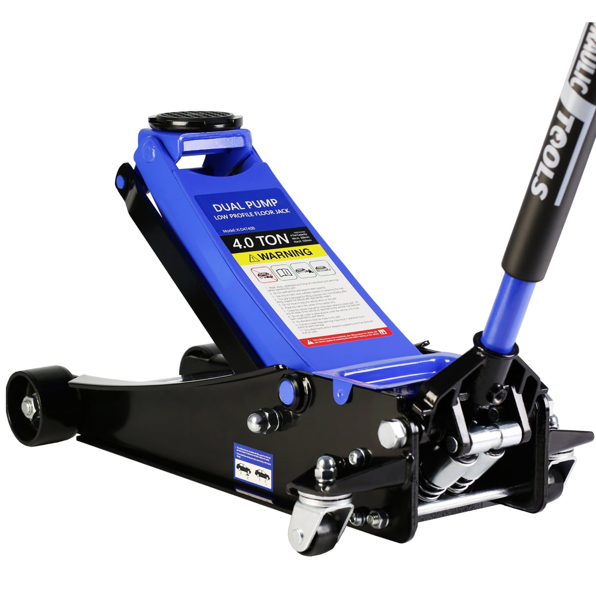 CQSXDA 4 Ton Low Profile Floor Jack with Dual Piston Quick Lift Pump, Heavy-Duty Steel Racing Design and 4-21 Lifting Range