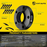 YHTAUTO 2-Piece 5×120 Hub-Centric Wheel Spacers for 1991-2011 BMW 1/3/5/6/7/8, M3, M5, M6, Z3, Z4, and Z8, M12x1.5 Studs, 72.56mm Hub Bore, 5-Lug, Black