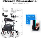 OasisSpace Upright Rollator Walker with Seat, Padded Armrests, Stand-Up Handles, Ultra-Folding Design and 10?? Front Wheels