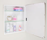 16×20 Austin Farmhouse Recessed Medicine Cabinet with Rounded Rectangle Metal Frame, Beveled Mirror & Glass Shelves, 14×18 in-Wall Opening, Powder-Coated Steel, Magnet Close, Brushed Nickel