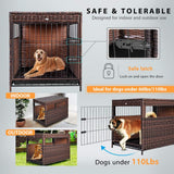 DEStar Heavy-Duty PE Rattan Wicker Dog Crate, Indoor/Outdoor Puppy Shelter with Removable Tray and UV-Resistant Cover