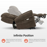 MCombo 7888 Triple-Motor Power Lift Recliner for Seniors, Fabric Chair with Massage, Lumbar and Seat Heating, Adjustable Headrest and Rolled Arms, Coffee, Medium