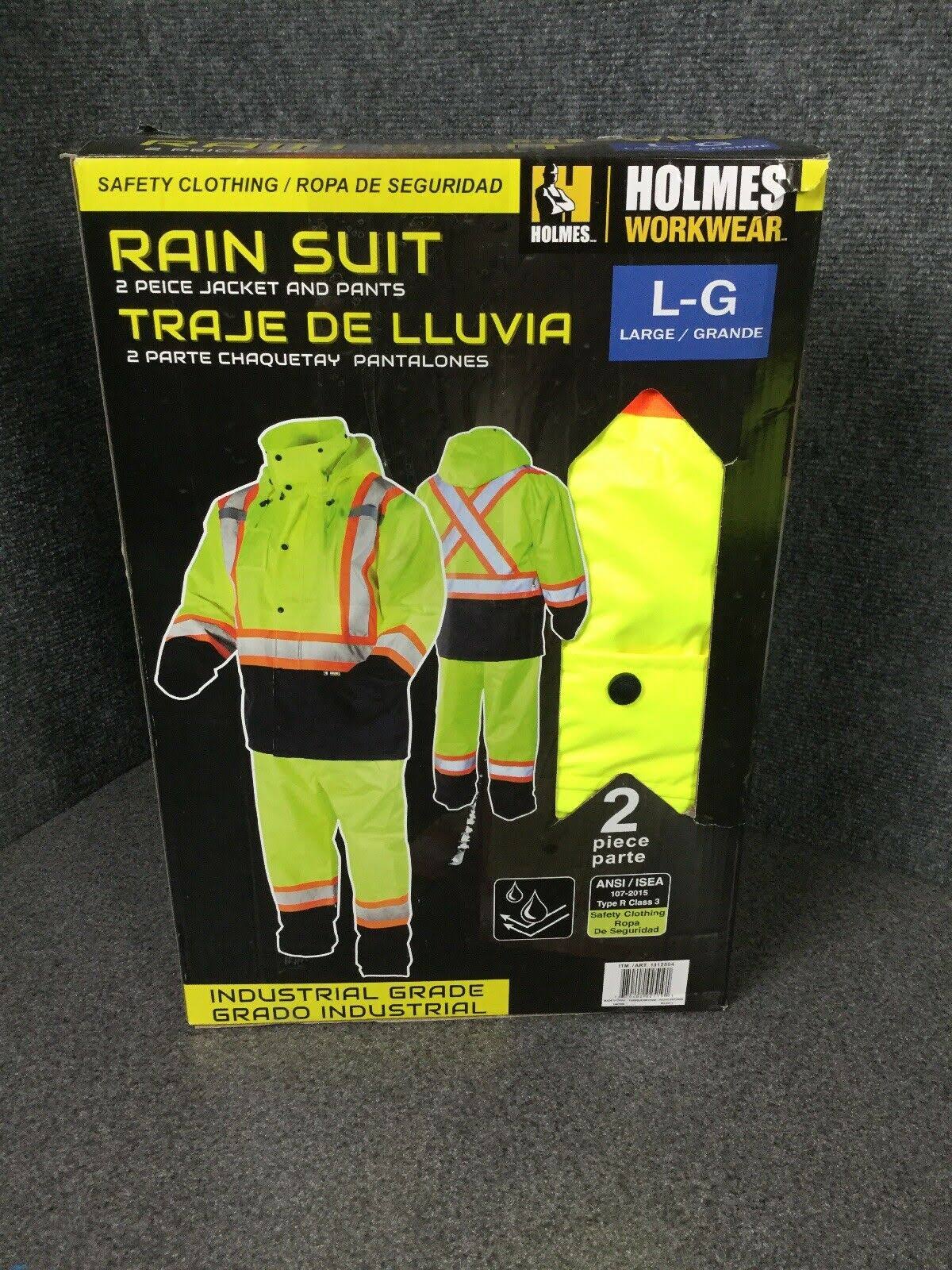 Holmes Hi-Vis Industrial-Grade Rain Suit, 2-Piece Set, Large