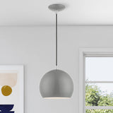 Livex Lighting Piedmont Globe Pendant, 1-Light Industrial Fixture, 15 Inches Tall and 10 Inches Wide, Shiny Light Gray with Polished Chrome