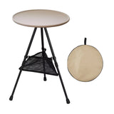 Lightweight Round Folding Picnic Table with Mesh Pocket, Portable Outdoor Tea and Coffee Side Table for Beach, Patio, Fishing, Camping or Garden