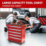 Rolling Metal Tool Chest with 5 Lockable Drawers, Mobile Garage Storage Cabinet on Wheels for Workshop, Warehouse or Repair Shop