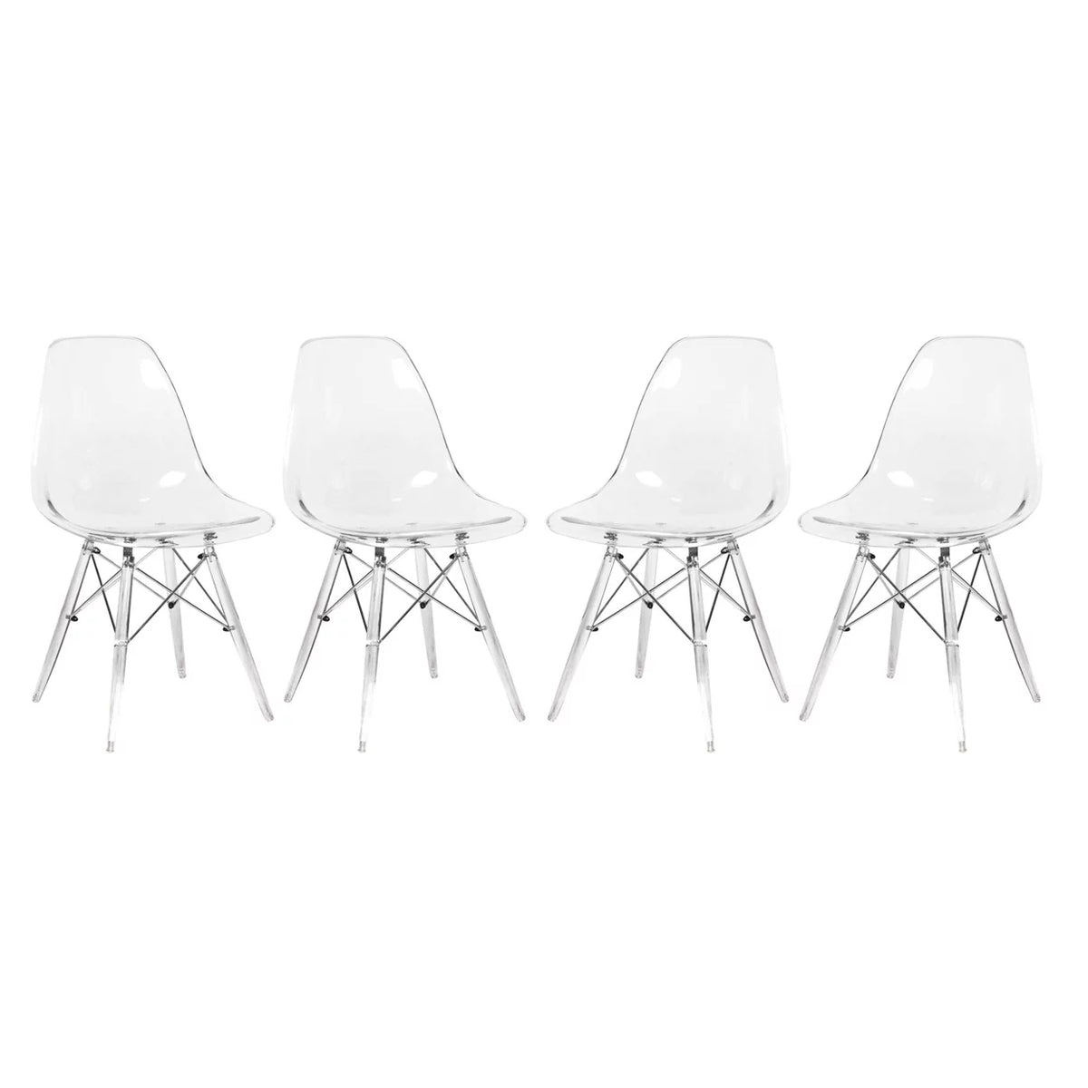Dover Molded Side Chairs with Acrylic Bases, Set of 4, Clear