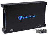 Rockville dB14 Mono Car Audio Amplifier Bundle with 4000W Peak/1000W RMS Output at 2 Ohms and RWK4CU 4 AWG 100% Copper OFC Installation Wire Kit
