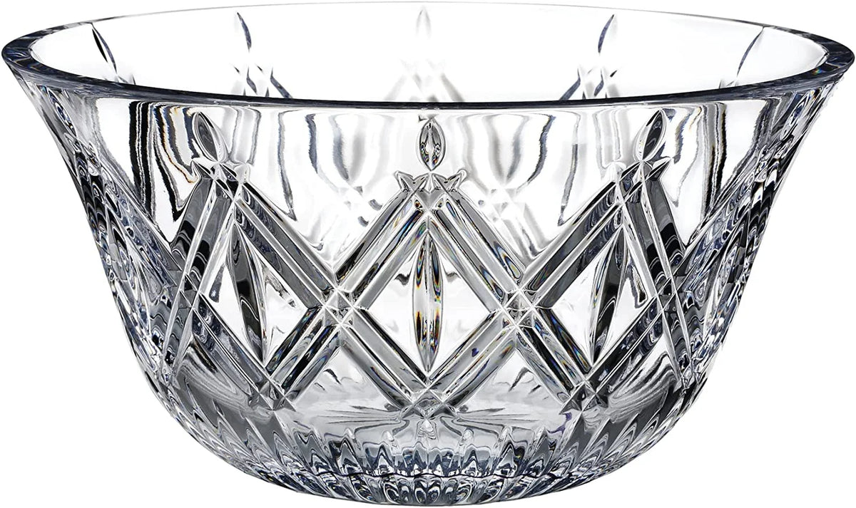 Marquis by Waterford Lacey Decorative Bowl with Diagonal Pattern, 9-Inch Clear Crystalline Home Accent