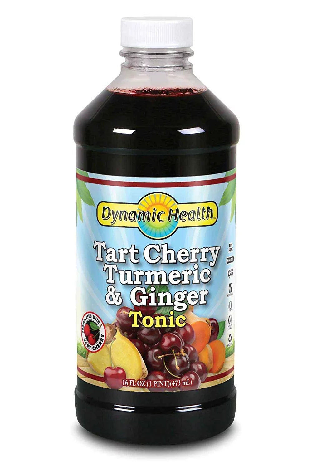 Dynamic Health Organic Certified Tonic with Tart Cherry, Turmeric and Ginger, 16 oz