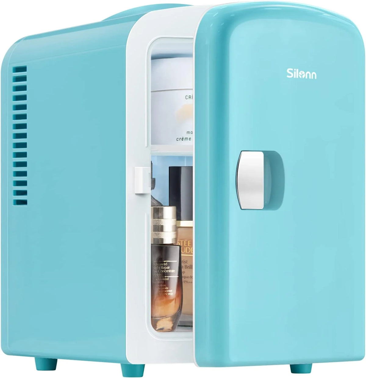 Silonn SLRE01G1 4 L/6-Can Mini Fridge with Cooling and Warming, Portable Teal Skin Care Refrigerator for Home, Office, Car or Dorm