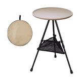 Lightweight Round Folding Picnic Table with Mesh Pocket, Portable Outdoor Tea and Coffee Side Table for Beach, Patio, Fishing, Camping or Garden