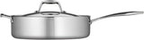 Tramontina 6-Quart Deep Sauté Pan with Cover, Crafted from Tri-Ply Clad Stainless Steel