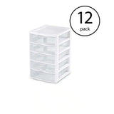 12-Pack Clearview Small Plastic Desktop Storage Units by Sterilite, Each with 5 Drawers in White