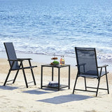 Yaheetech Set of 4 Outdoor Folding Dining Chairs with Armrests, Metal Frame & Backrest for Lawn, Garden, Yard or Poolside, Black