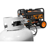 WEN DF475T Dual-Fuel Portable Generator with 4750-Watt Output, 120V/240V Power, Electric Start and Wheel Kit