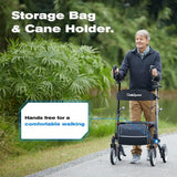 OasisSpace Upright Rollator Walker with Seat, Padded Armrests, Stand-Up Handles, Ultra-Folding Design and 10?? Front Wheels