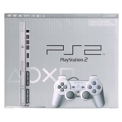 Silver PlayStation 2 Slim Console for Home Gaming
