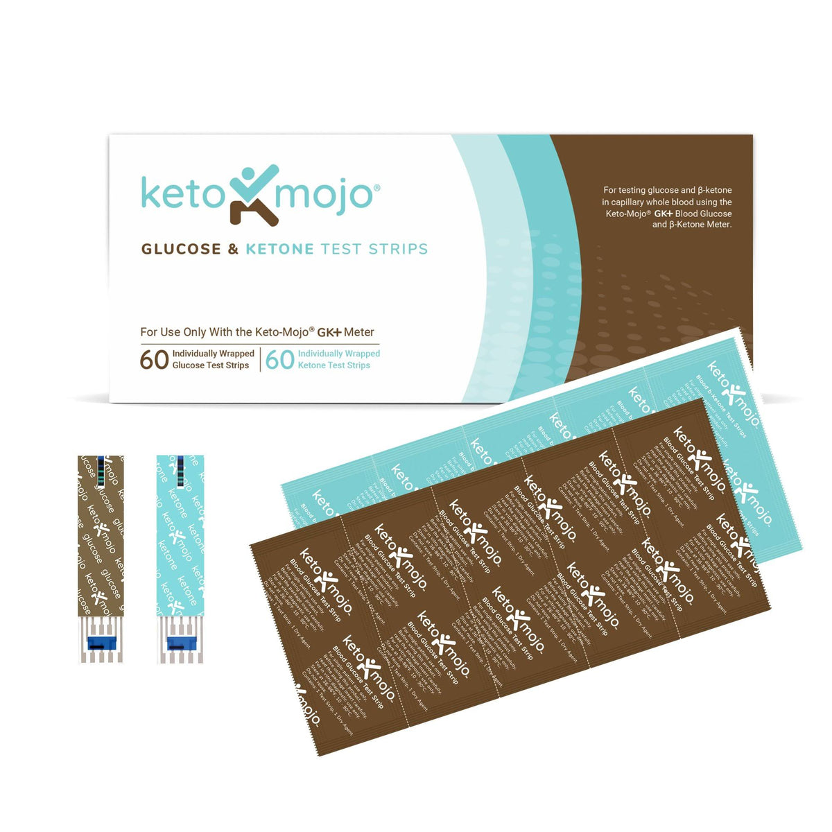 Keto-Mojo GK+ Combo Test Strips, 60-Count Glucose and Ketone Testing Strips