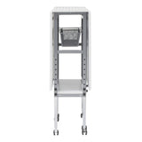 Sew Ready Mobile Folding Cutting Table with Adjustable Height, Quilting Grid, Sewing Board, and Storage, Silver/White